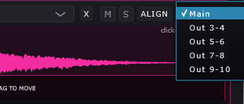 The output menu of a layer: Main, Out 3-4 to Out 9-10