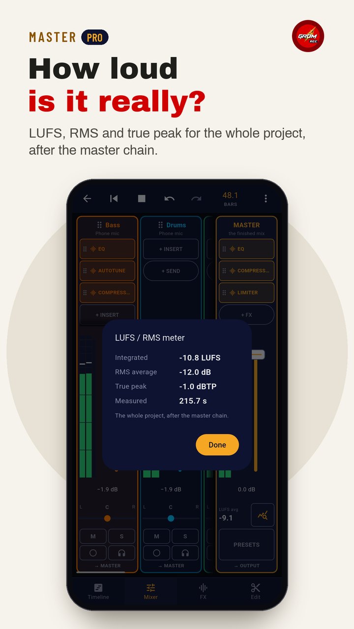 LUFS and RMS meter for the whole project